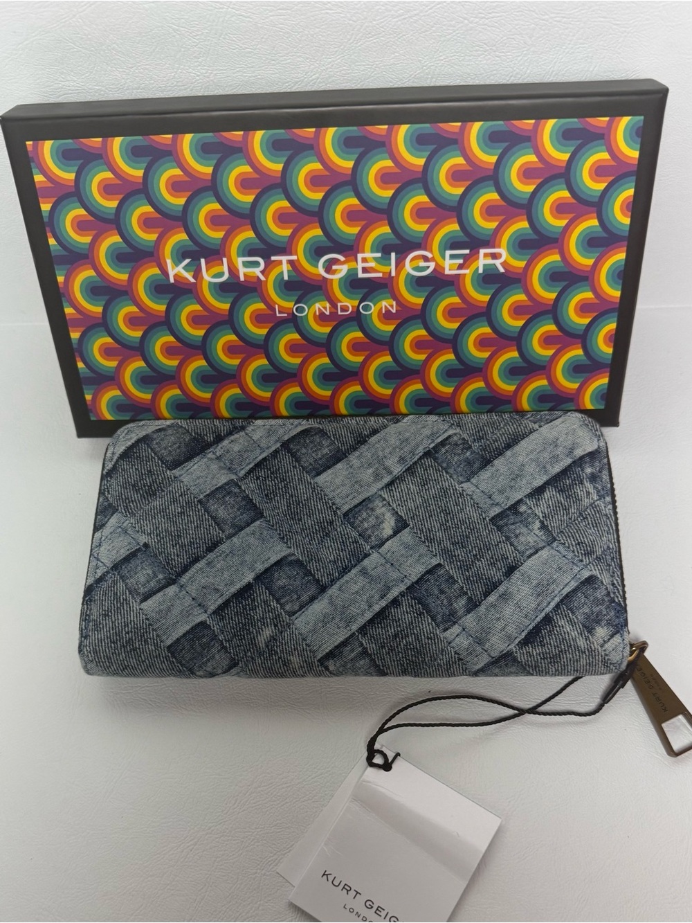 Kurt Geiger Denim Woven Zip Wallet - Picture 3 of 3